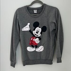 Disney Gray Sweatshirt with Mickey Mouse Design Size S